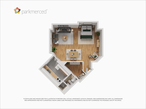 Floor plan for studio, 1 bath, 521 sqft